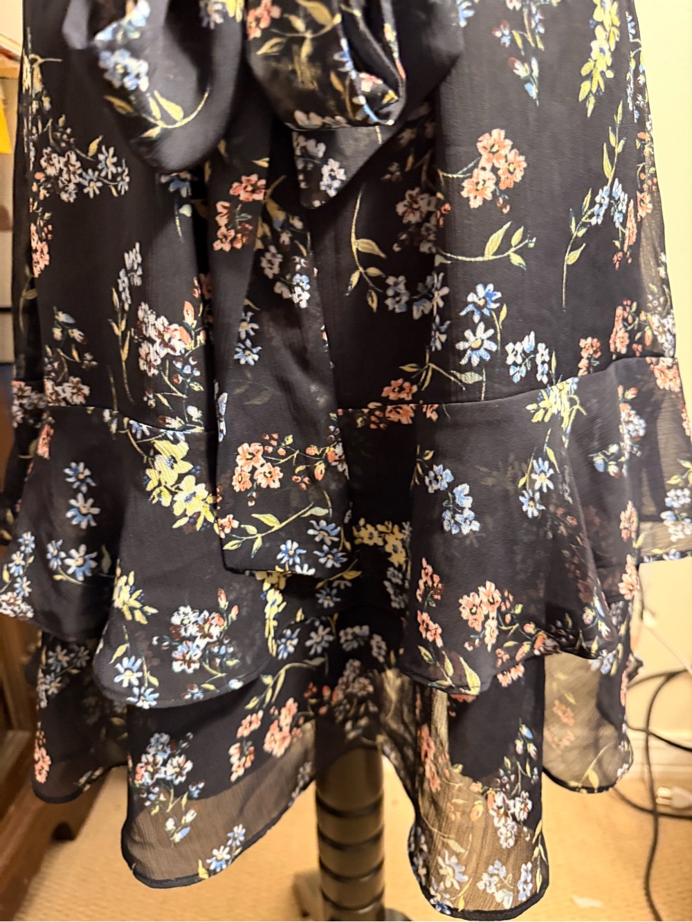 Express Navy Floral Tie-Waist Sundress - Picture 7 of 11